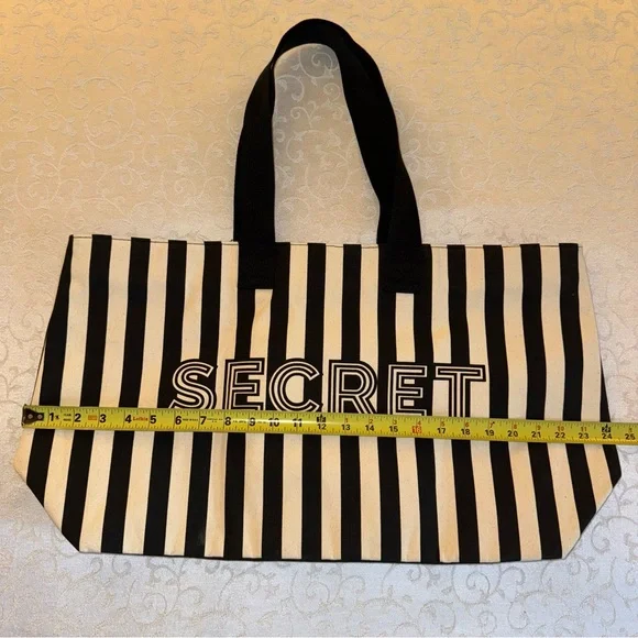 Victoria's Secret Black and White Striped Tote Set NWT - Picture 9 of 15